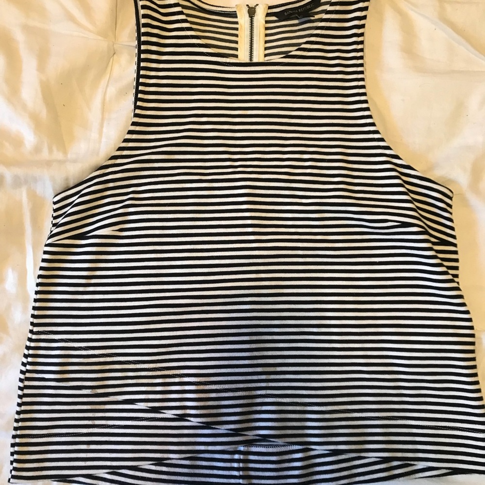 Banana Republic Black/White Striped Tank Sz XS